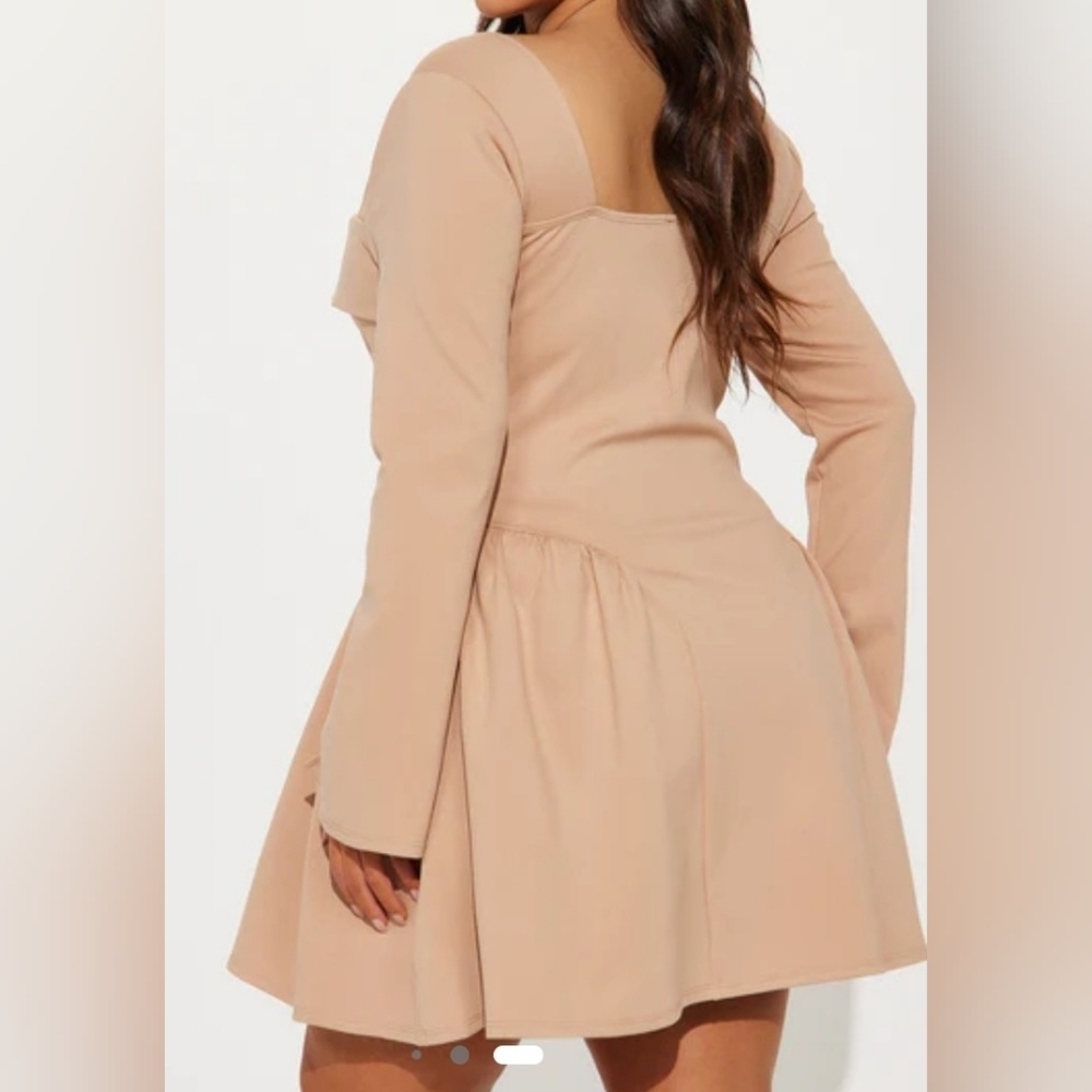 Fashion Nova Beige Long Sleeve Dress - Picture 2 of 3